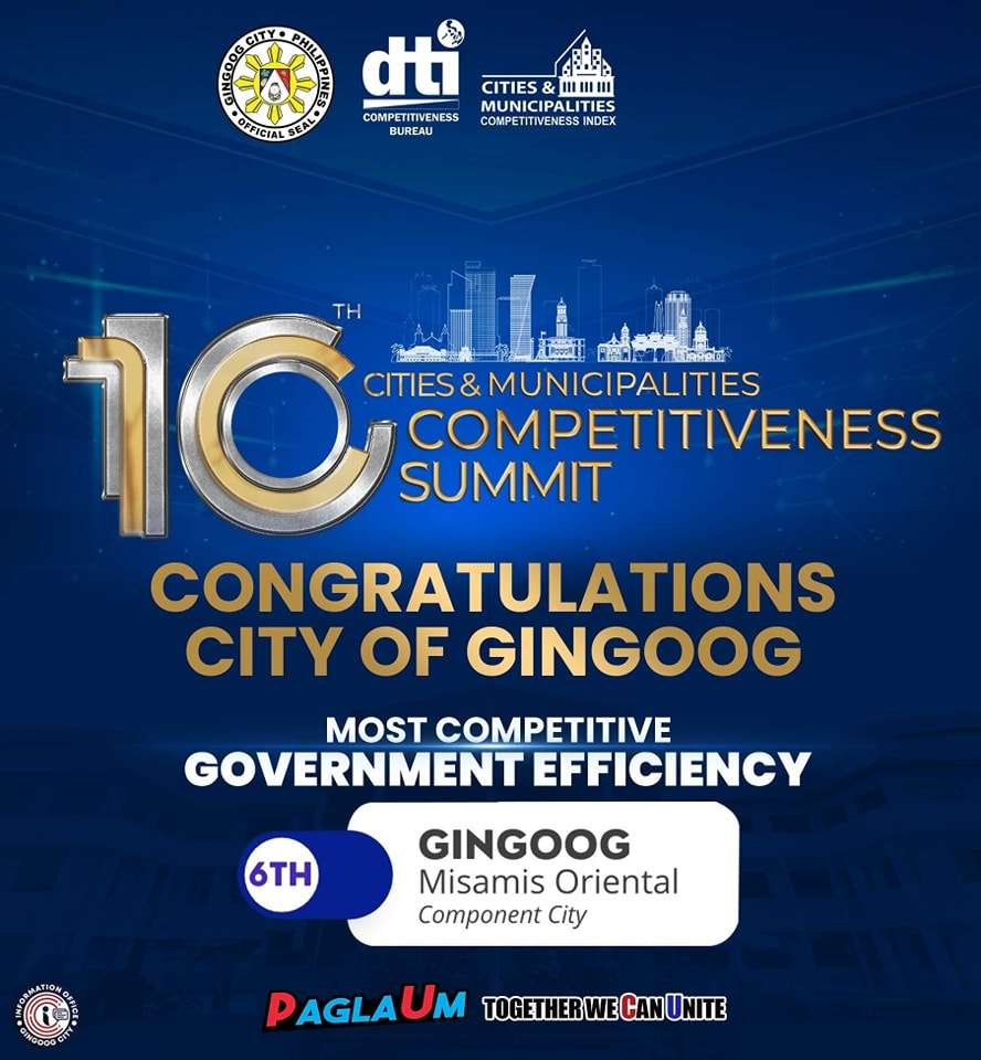 Gingoog Top 6 Most Competitive sa Government Efficiency